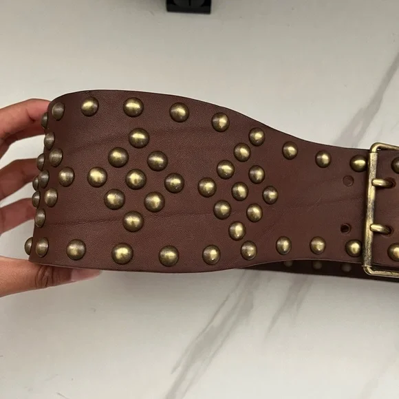 RARE Saint Laurent Brown Studded Belt display picture 1
